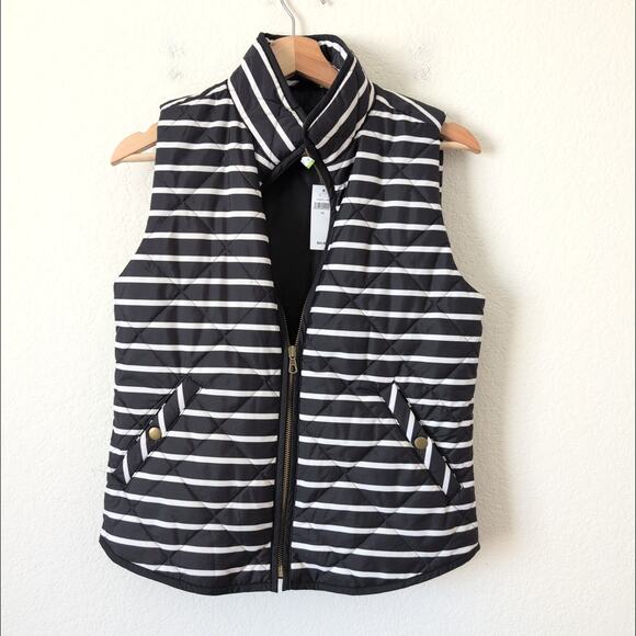 GAP Puffer Striped Vest Jacket - Black and White - Women's XS - NWT - Picture 2 of 5